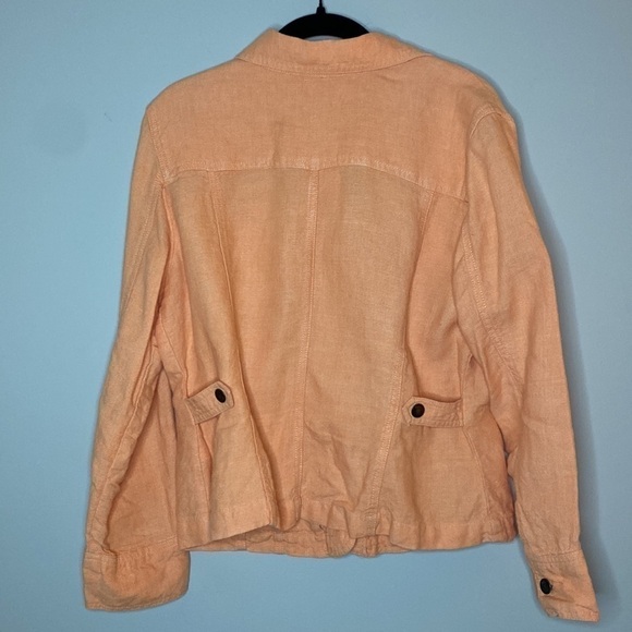 J.jill Linen Jacket Size Petite M - Peach Orange - Picture 14 of 14